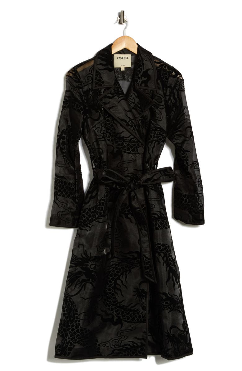 L'AGENCE Moda Organza Trench Coat, Main, color, Black Dragon