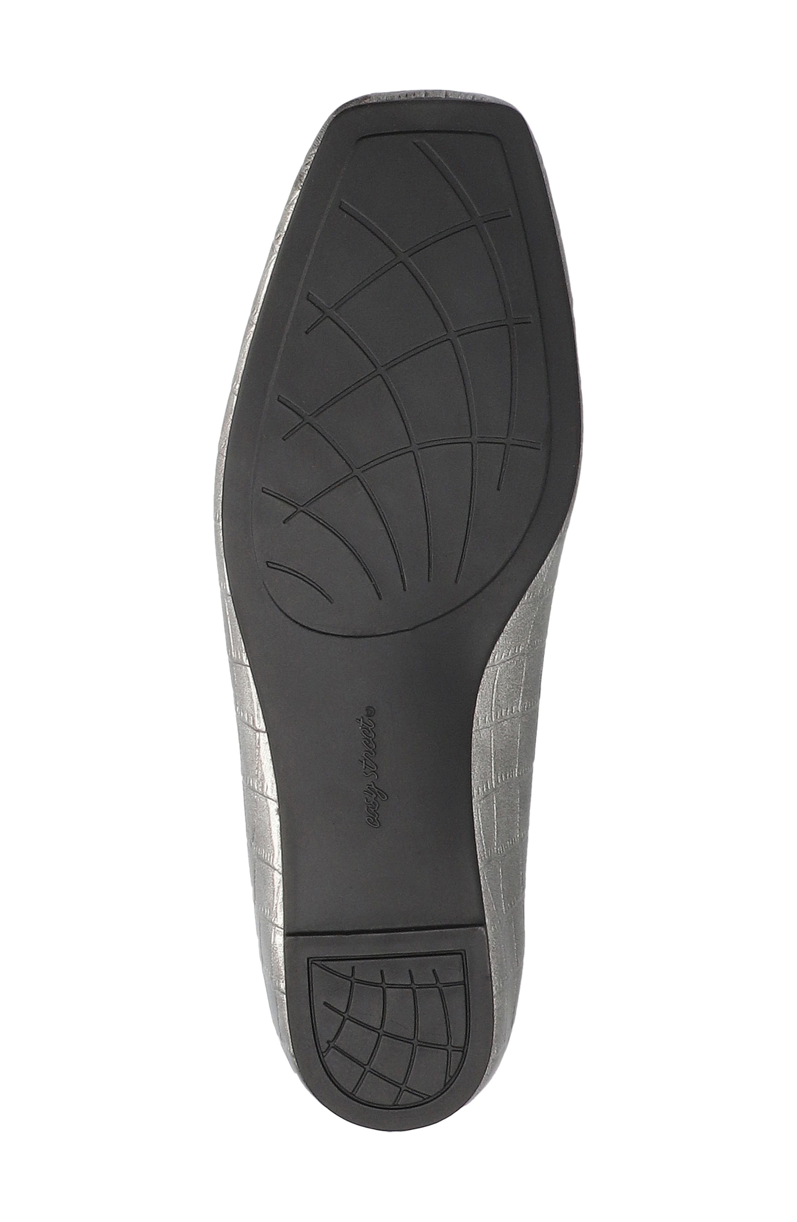 Crescent Faux Leather Skimmer Flat, Alternate, color, SILVER PATENT CROCO