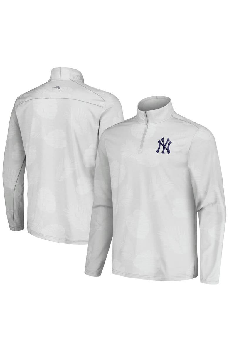 Tommy Bahama Men's Tommy Bahama Gray New York Yankees Delray Frond IslandZone Half-Zip Jacket, Main, color, Gray