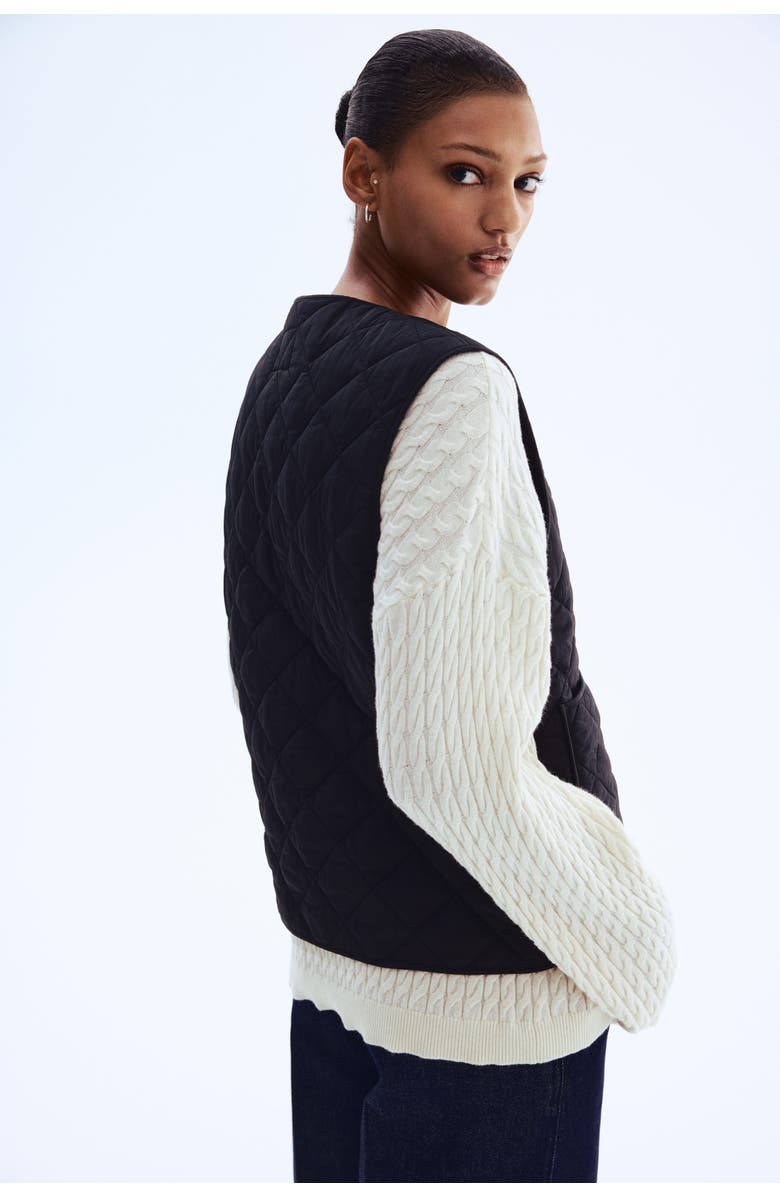 H&M Quilted Gilet, Alternate, color, Black