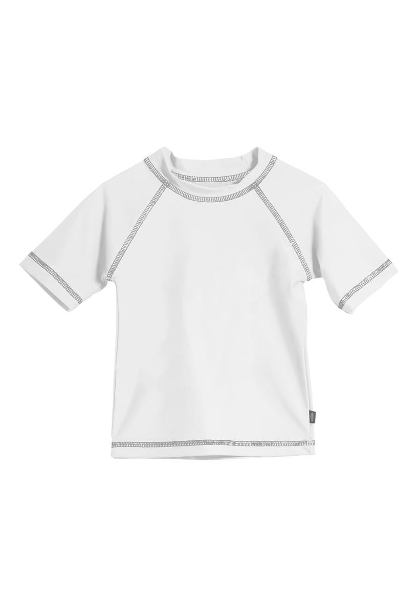 Boys UPF 50+ Short Sleeve Rashguard, Alternate, color, White