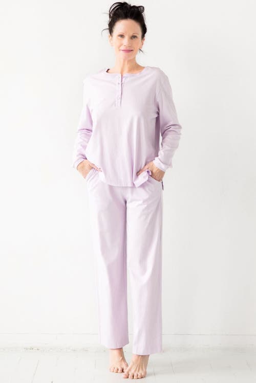 Salua Pima Cotton Henley In Purple