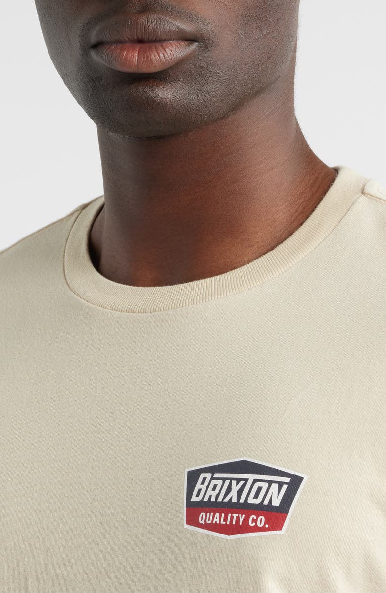 Brixton Regal Cotton Logo Graphic T-Shirt, Alternate, color, Cream/ Navy