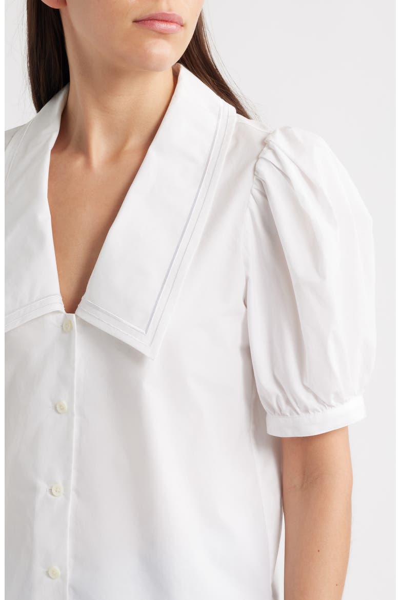 The Sailor Cotton Button-Up Top, Alternate, color, WHITE