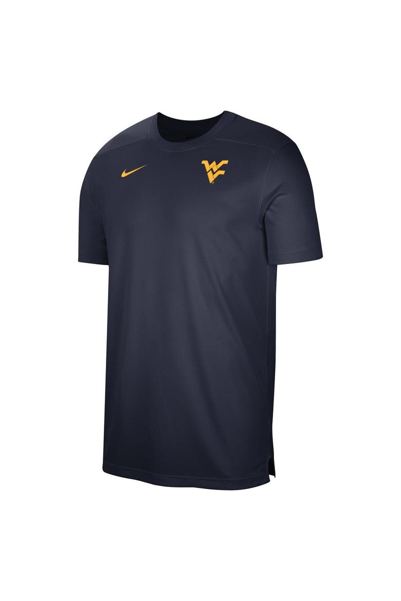 Men's Nike  Navy West Virginia Mountaineers Sideline Coaches Performance Top, Alternate, color, Navy