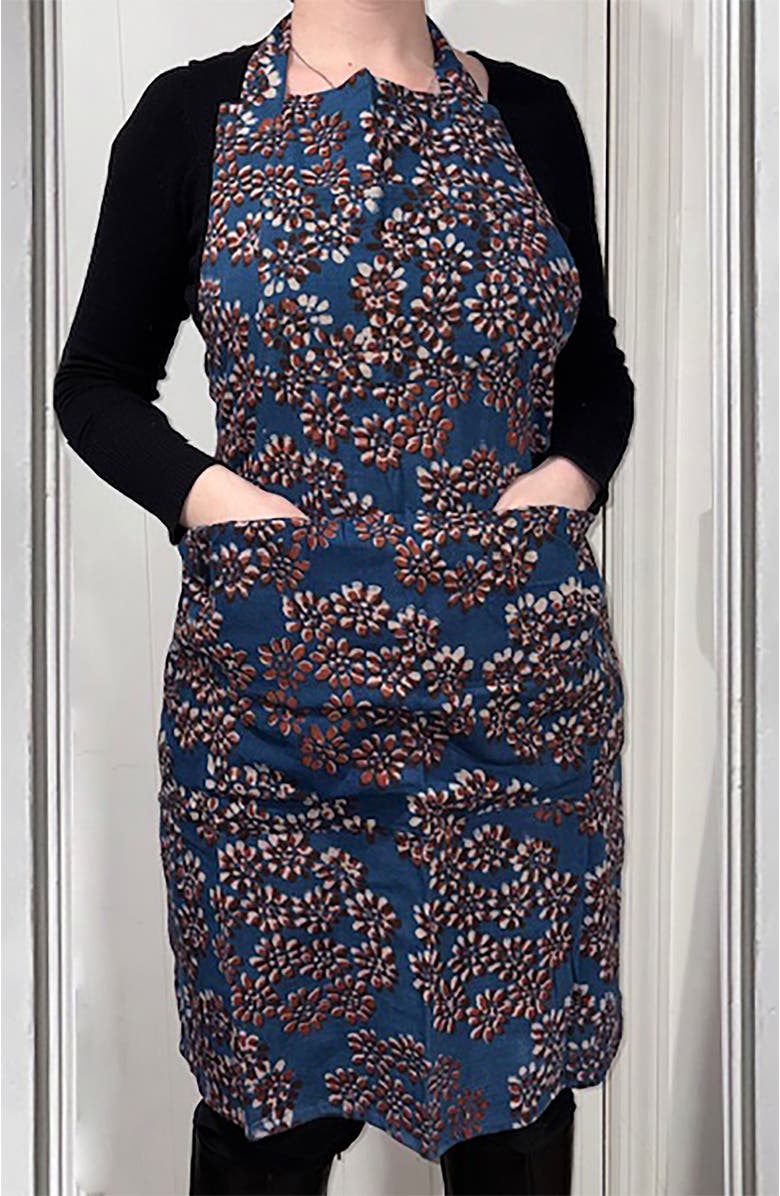 Ichcha Indigo Block Print Apron, Alternate, color, Indigo