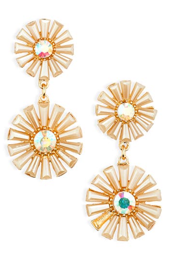 Cara Crystal Oval Drop Earrings In White