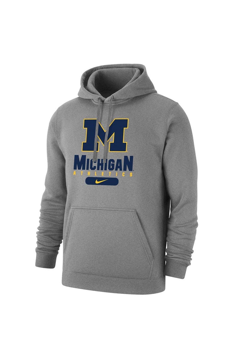 Nike Men's Nike Heathered Gray Michigan Wolverines Big & Tall Club Stack Fleece Pullover Hoodie, Alternate, color,