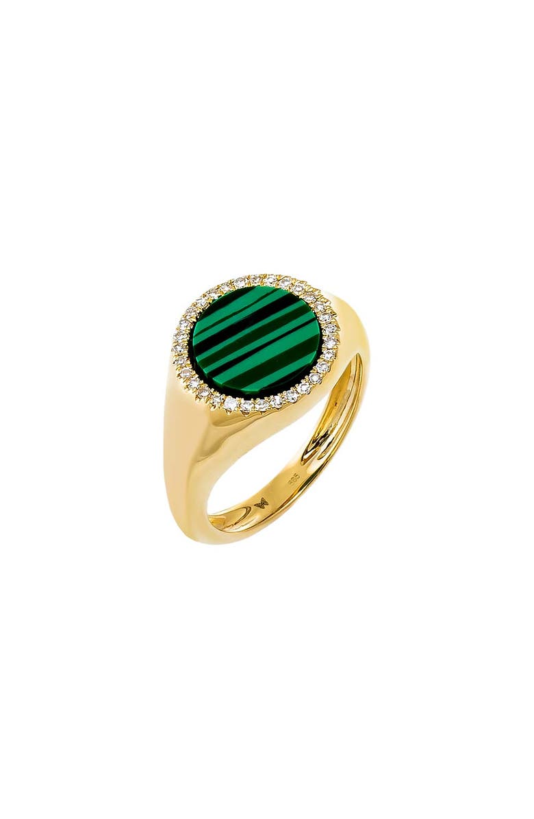 BY ADINA EDEN Diamond Pave Outline Colored Stone Signet Pinky Ring 14K, Main, color, 