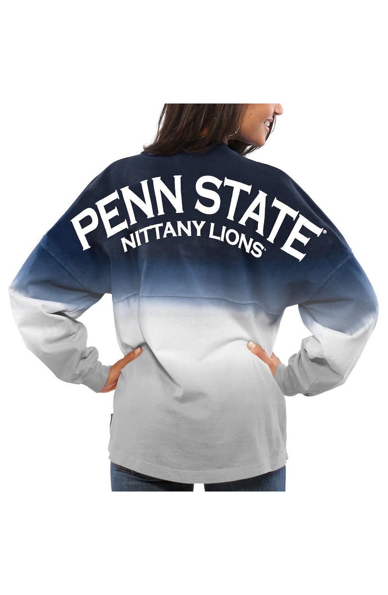 SPIRIT JERSEY Women's Navy Penn State Nittany Lions Ombre Long Sleeve Dip-Dyed Spirit Jersey, Main, color, 