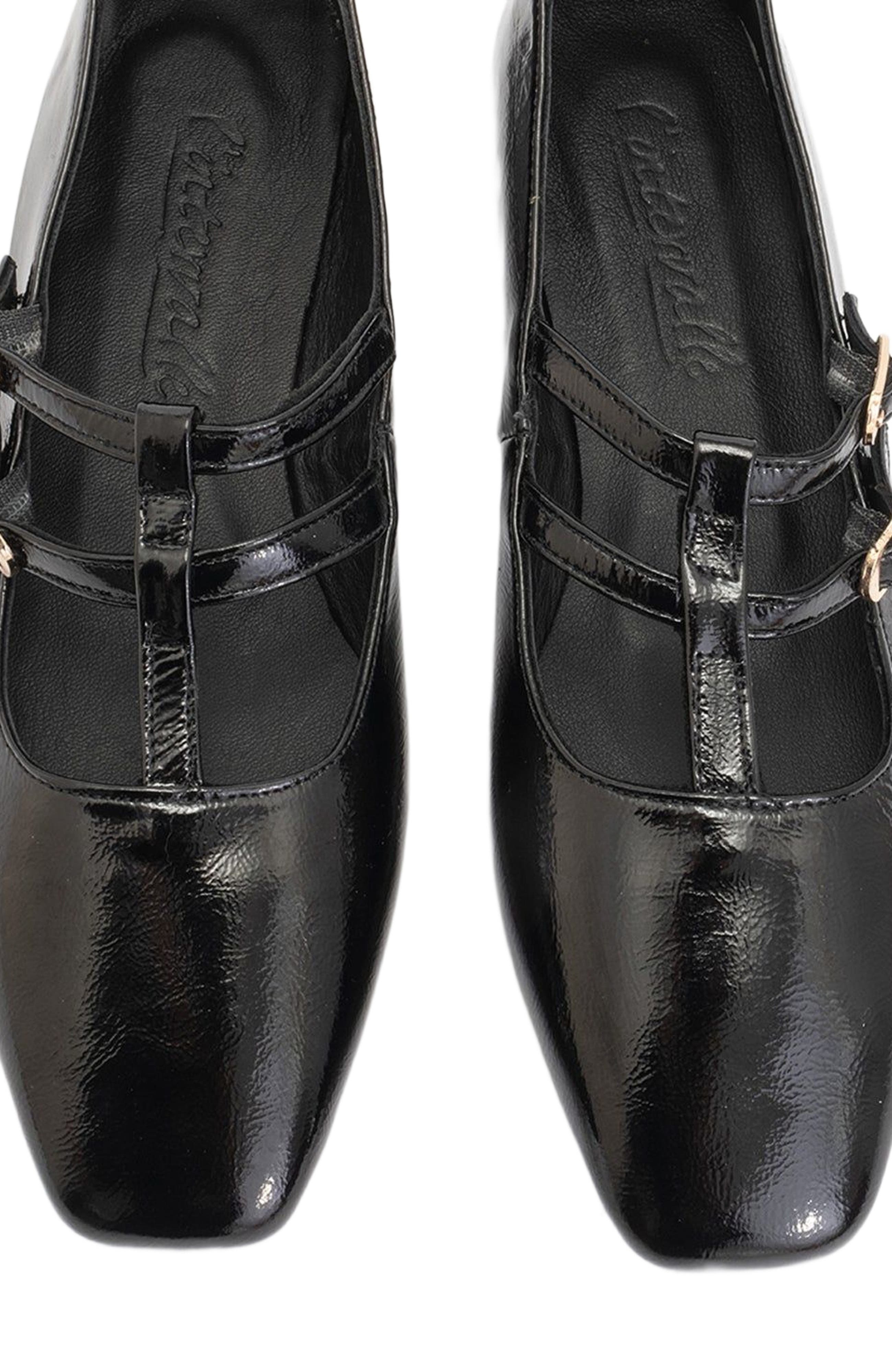 Forever & Always Shoes Starling Leather Mary Jane Flats, Alternate, color, Black Patent Leather