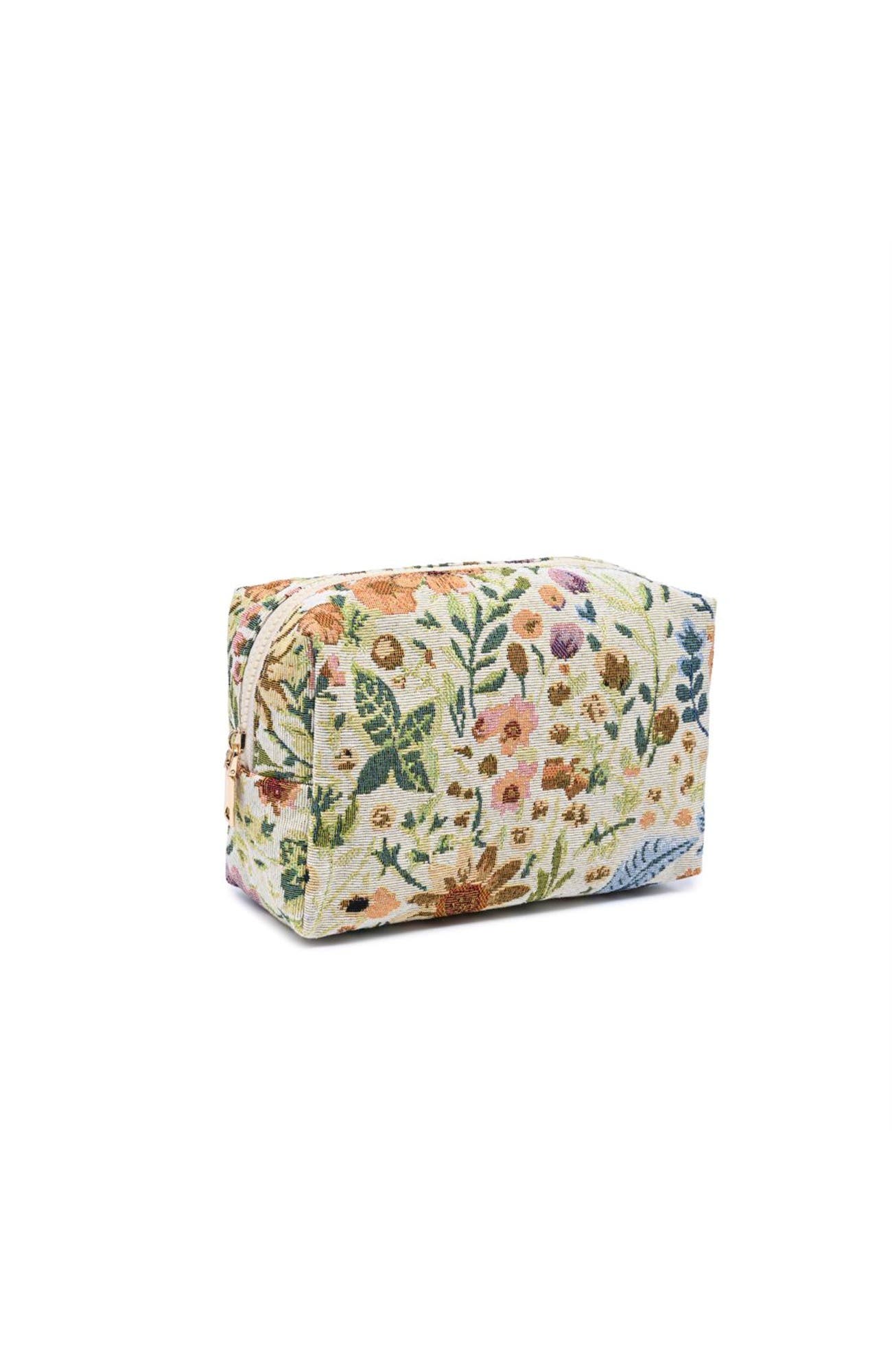 Garden Tapestry Cosmetic & Travel Organizer Pouch, Alternate, color, Cream