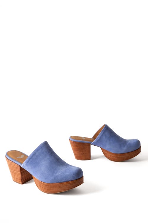 Fortress Ava Clog Mule In Cornflower Suede