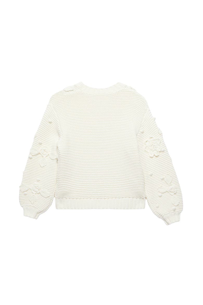 Applique Flower Cardigan, Alternate, color, Ivory