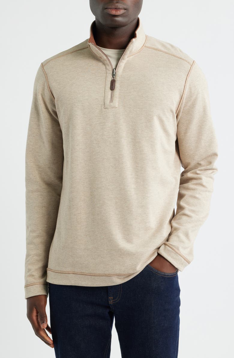 Johnston & Murphy Icon Reversible Quarter Zip, Alternate, color, Rust/ Oatmeal