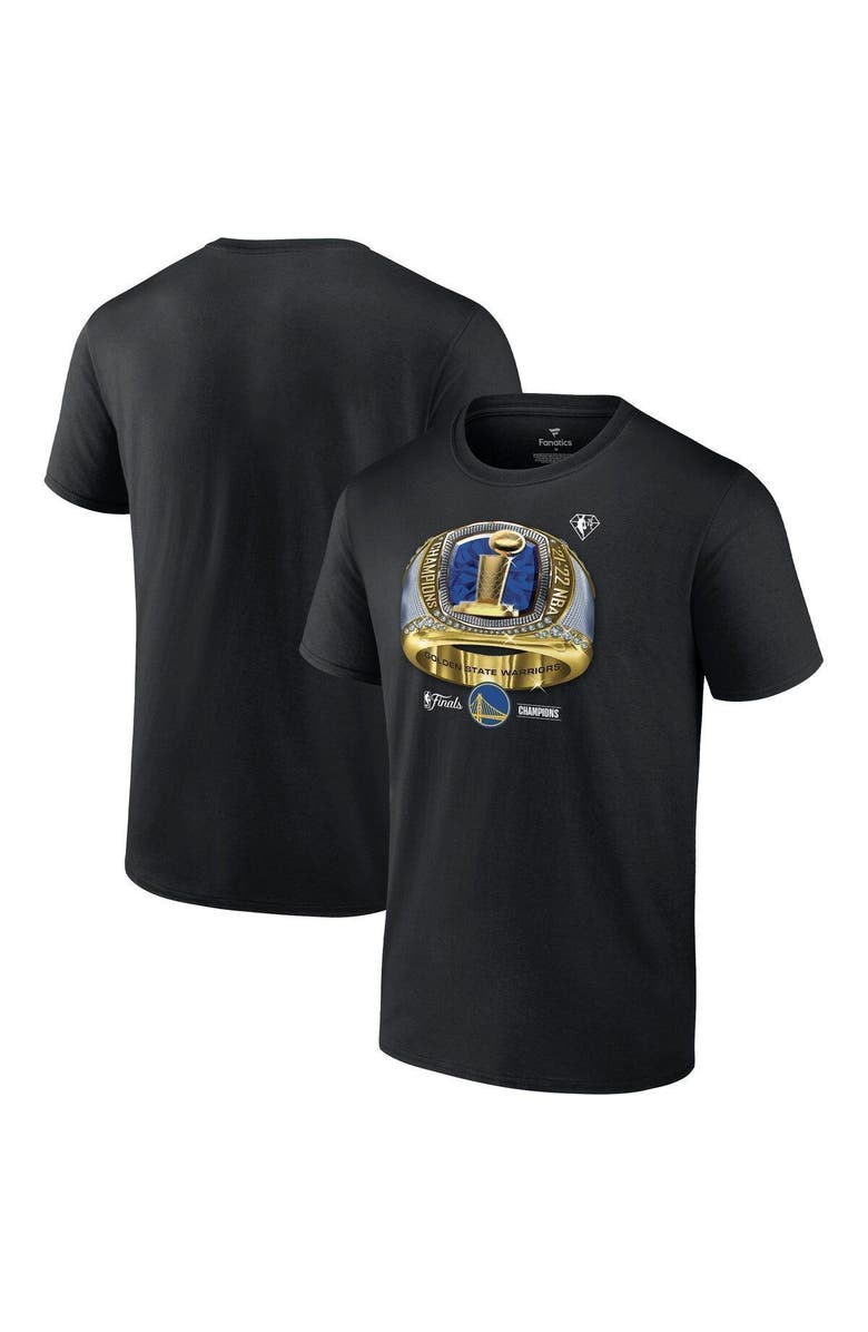 FANATICS Men's Fanatics Branded Black Golden State Warriors 2022 NBA Finals Champions Bling Ring T-Shirt, Main, color, 