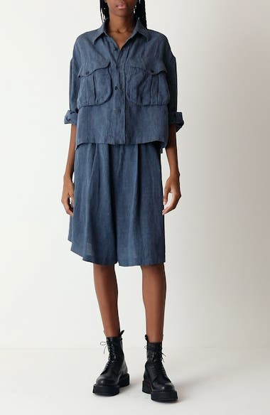 R13 Crop Linen Button-Up Shirt | Nordstromrack