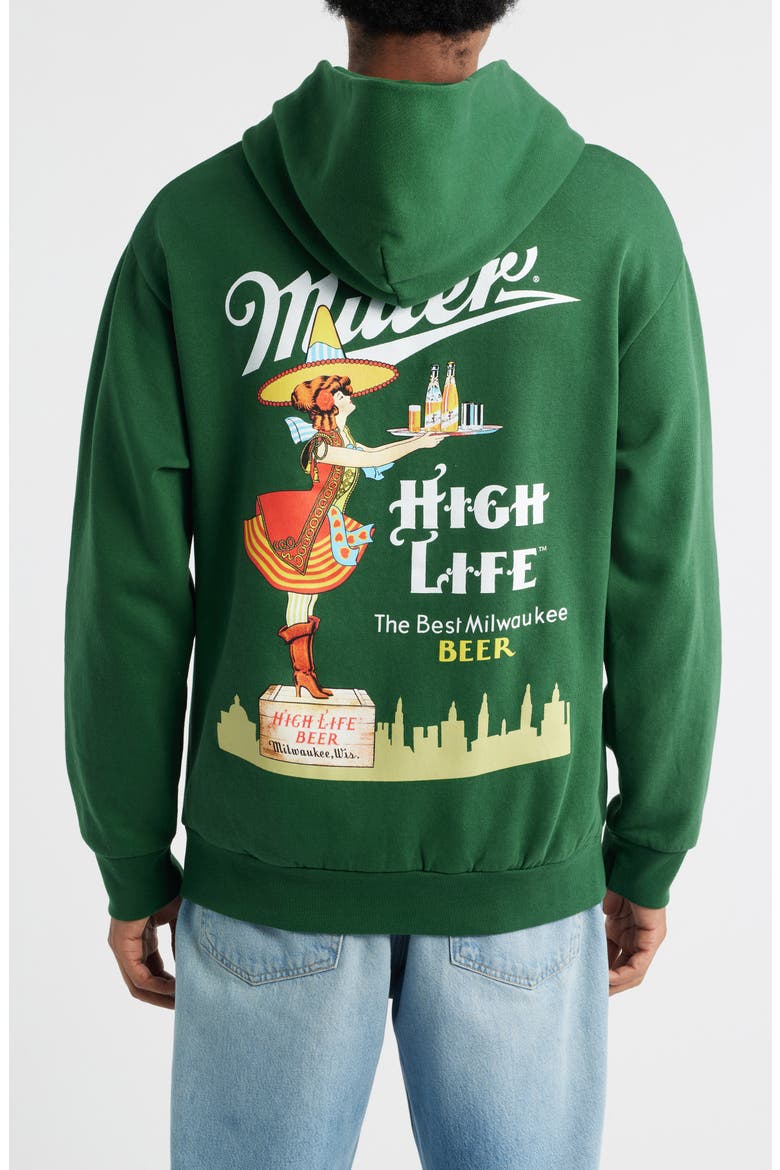 Miller High Life Graphic Hoodie, Alternate, color, FOREST
