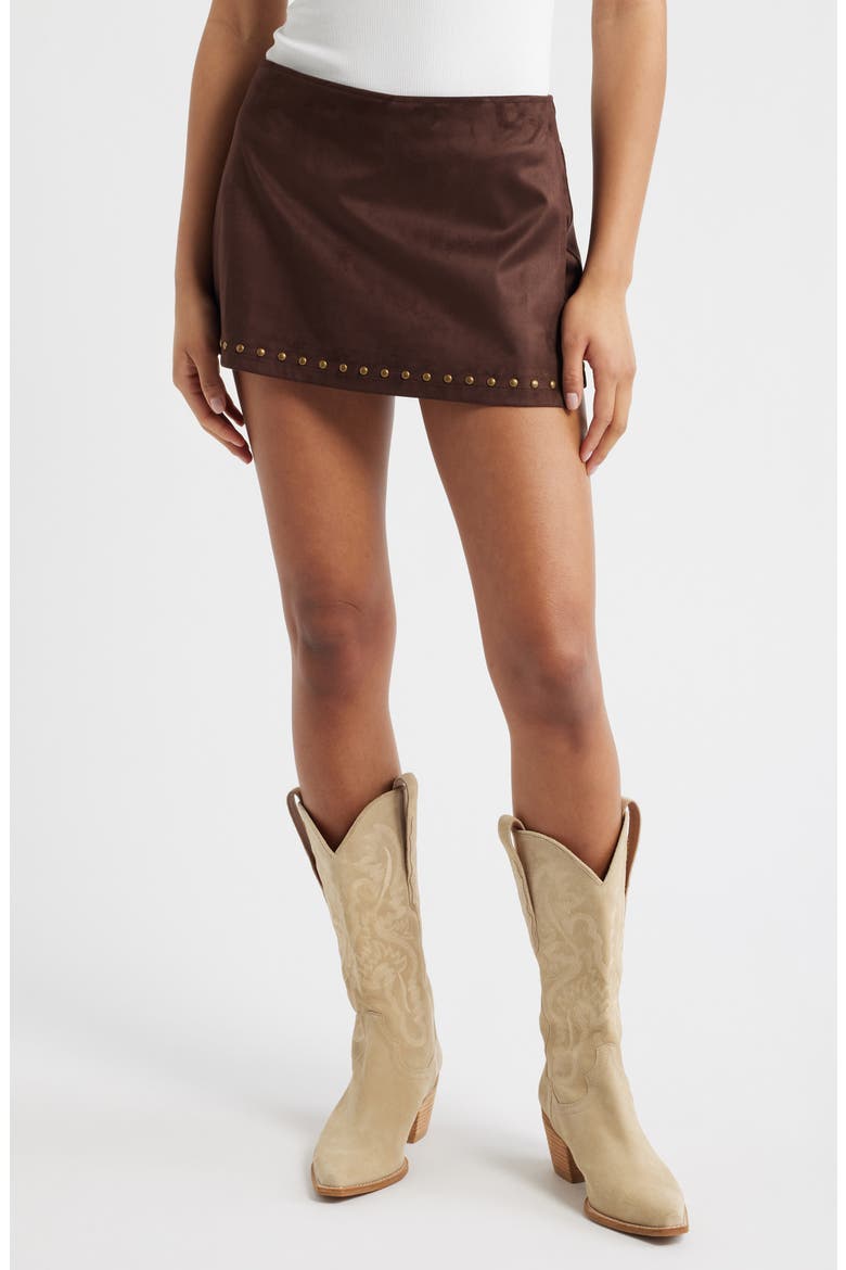 Faux Suede Skort, Main, color, COFFEE BEAN