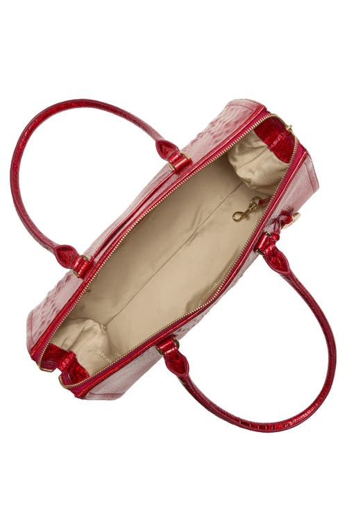 Brahmin Sophia Croc Embossed Leather Satchel In Red