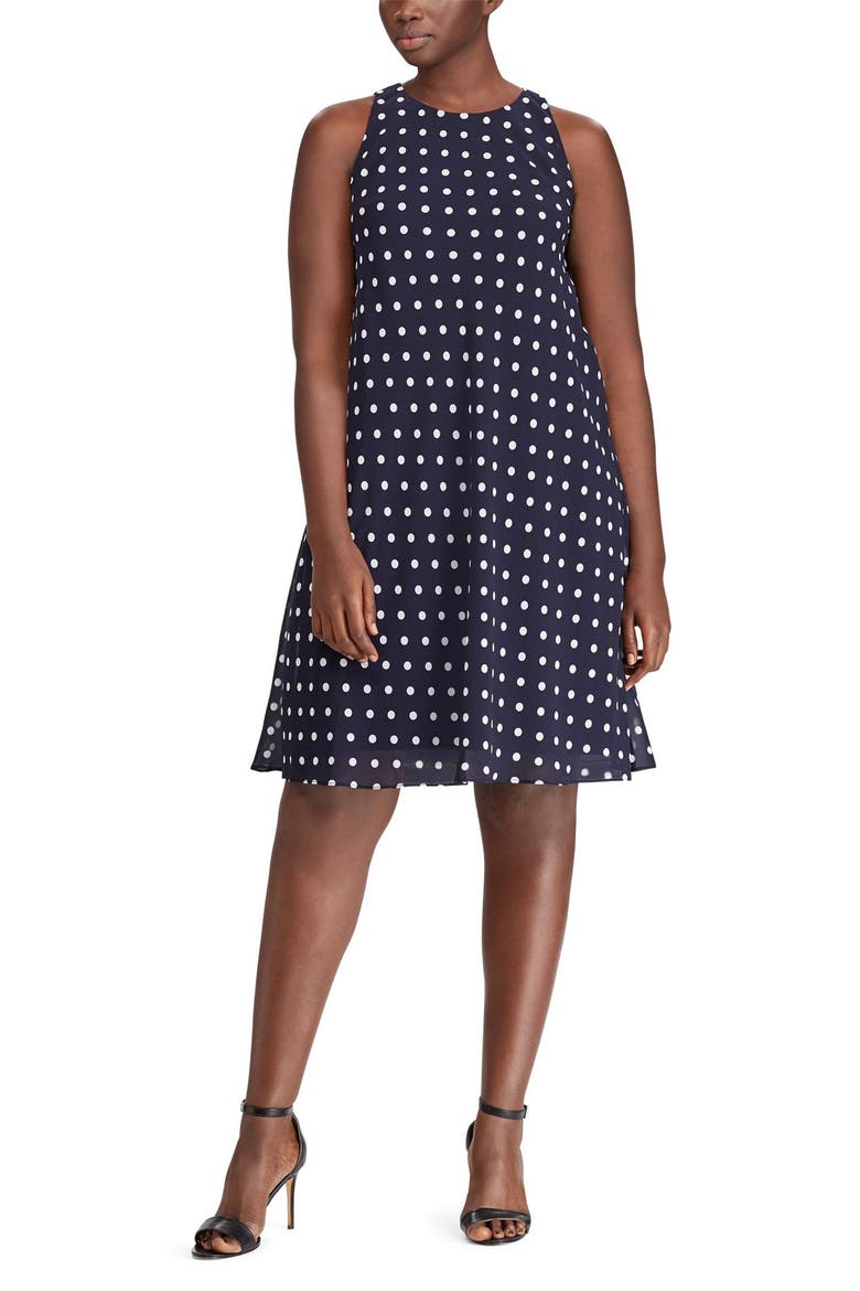 Polka Dot Dress, Main, color, LIGHTHOUSE NAVY-COL. CREAM