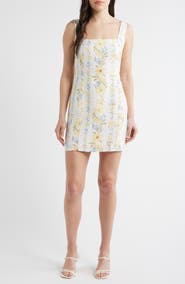 Bella Dahl Floral Smock Back Linen Blend Minidress