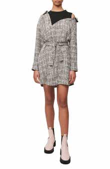 maje Riatola Asymetric Belted Long Sleeve Shirtdress
