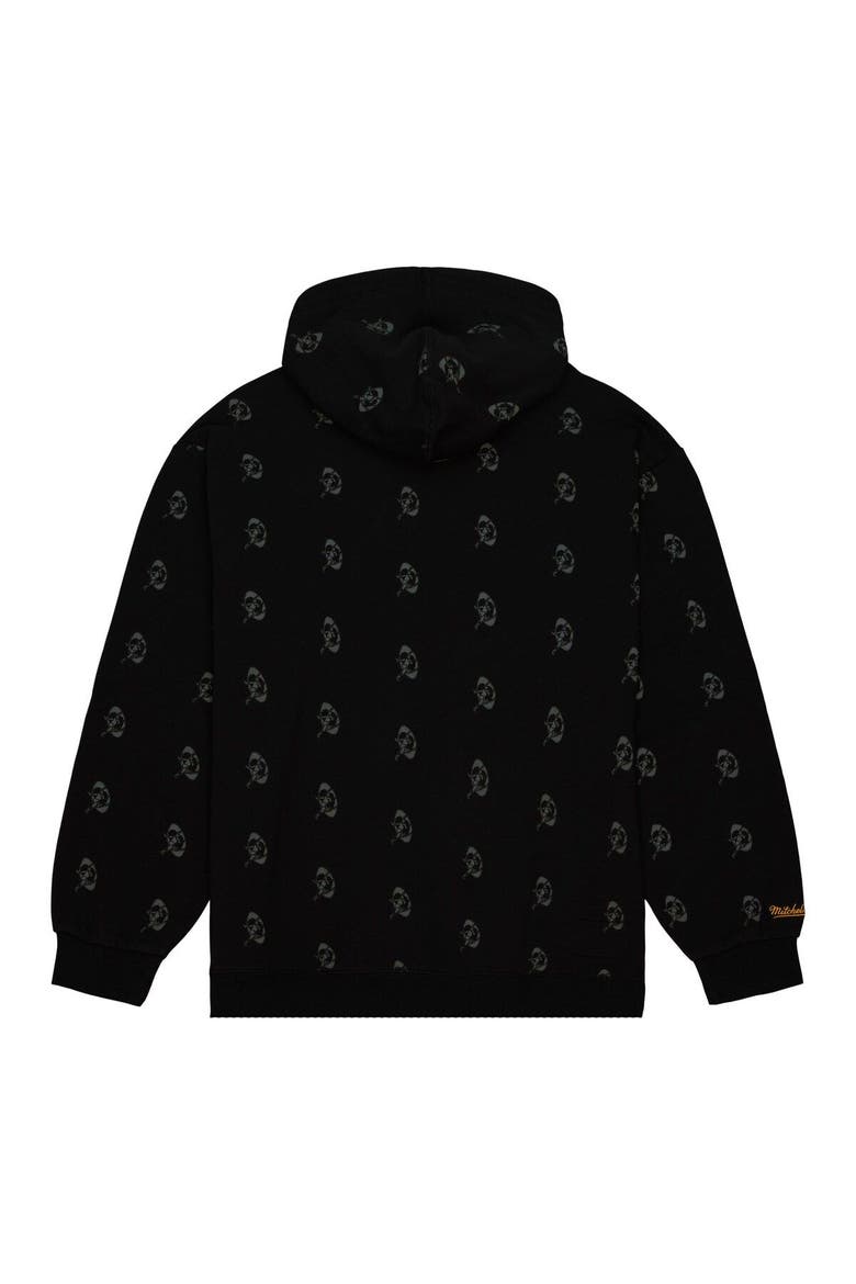 Men's Mitchell & Ness Black Green Bay Packers Allover Print Fleece Pullover Hoodie, Alternate, color, Black