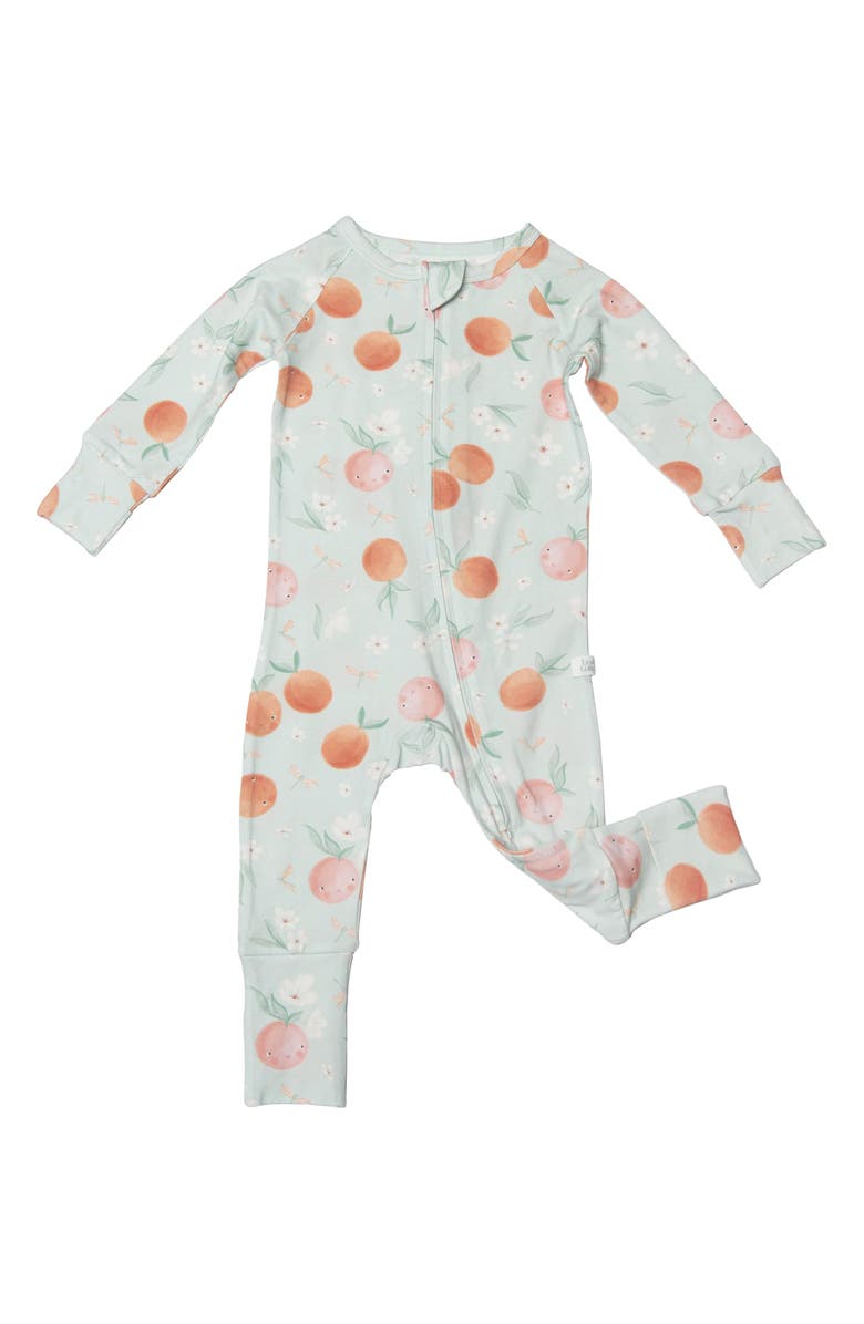 Loulou Lollipop Peaches Print Fitted One-Piece Pajamas, Alternate, color, 