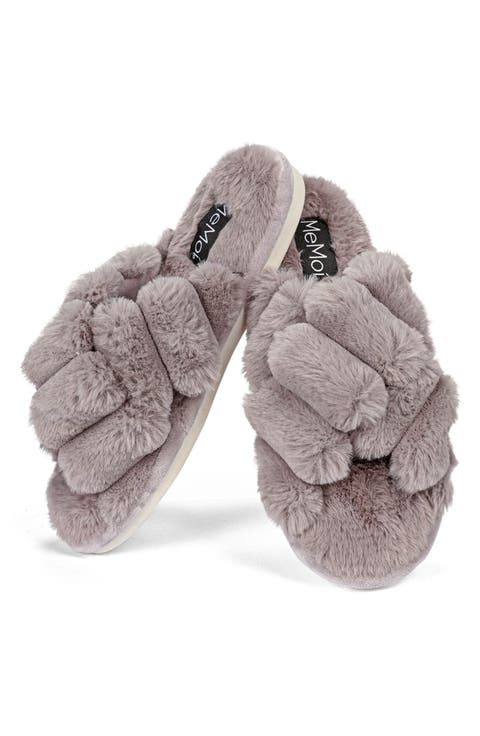 Double Cross Plush Slipper (Women)
