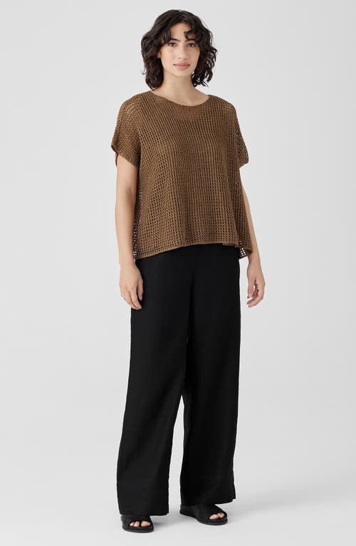 Eileen Fisher Open Stitch Short Sleeve Organic Linen Sweater