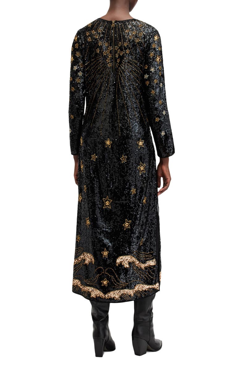 AllSaints Noushka Mixed Sequin Print Long Sleeve Dress, Alternate, color,