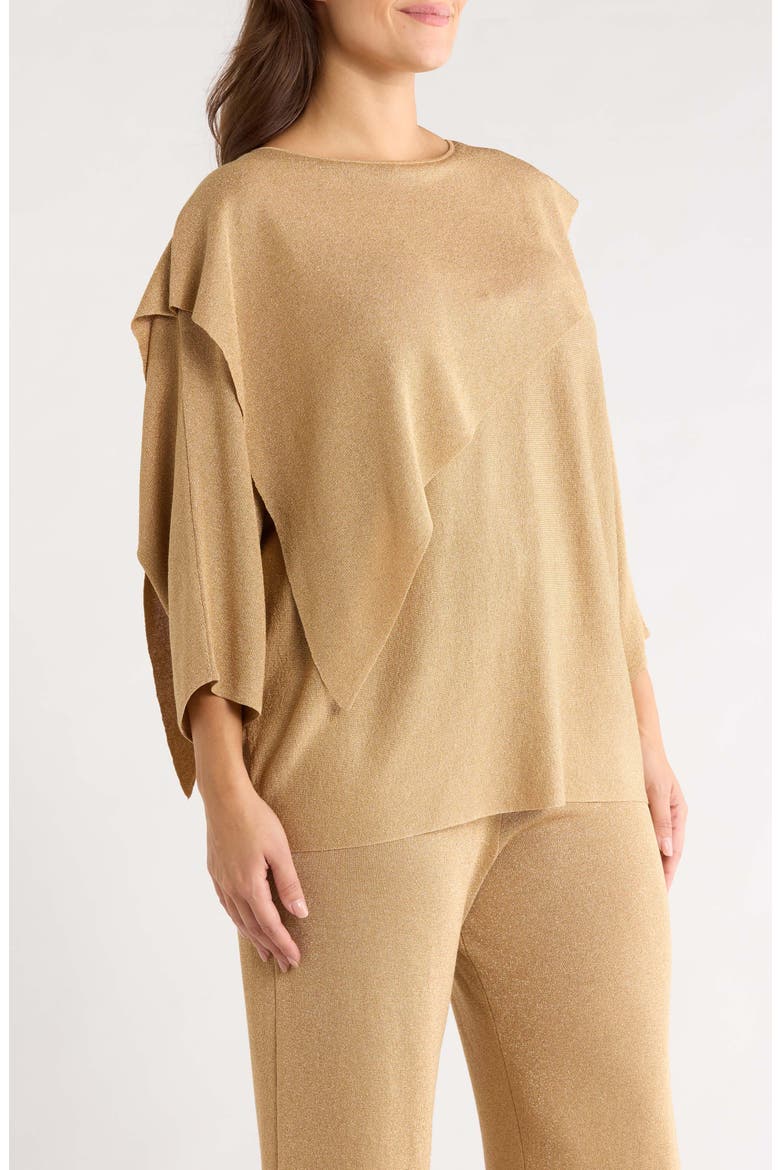 Asymmetrical Cape Sweater, Alternate, color, LIGHT GOLD