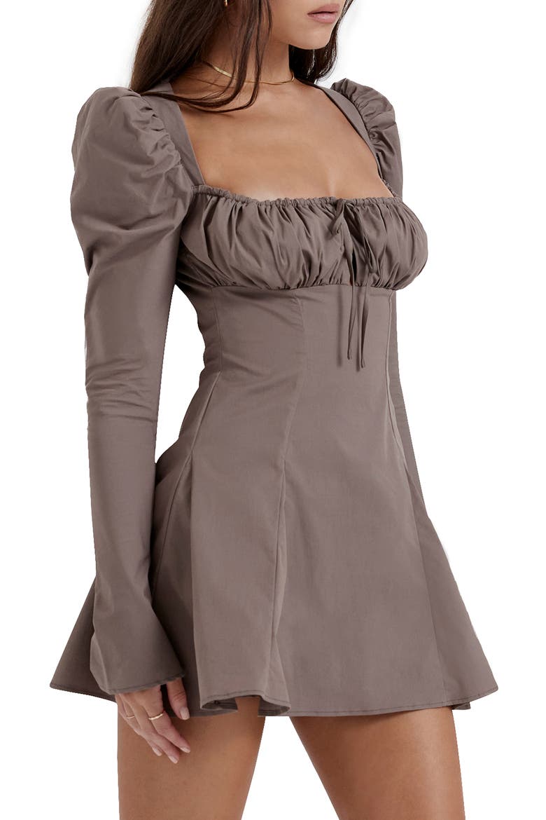 Carlina Long Sleeve Cotton Blend Dress, Alternate, color, MOCHA
