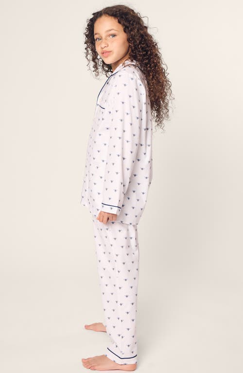 Petite Plume Kids' Bee Print Cotton Blend Twill Two-piece Pajamas In White