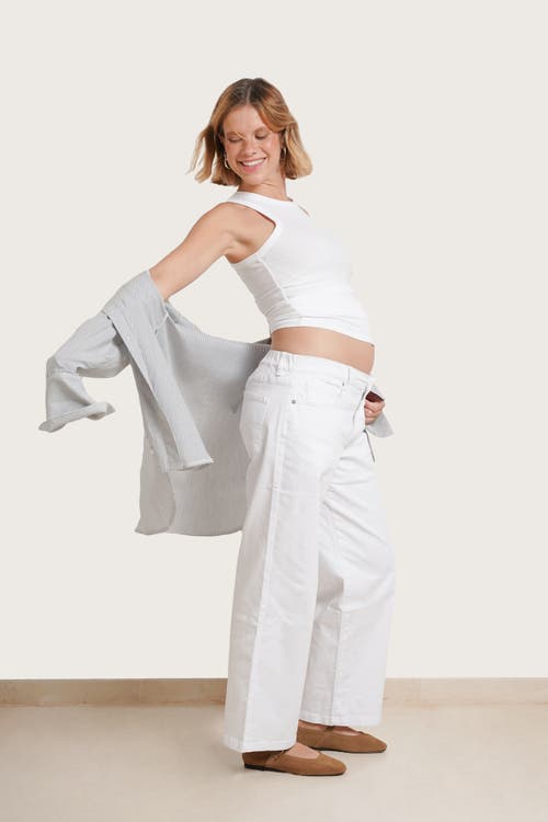 Nom Maternity Slouch Under The Belly Denim In White