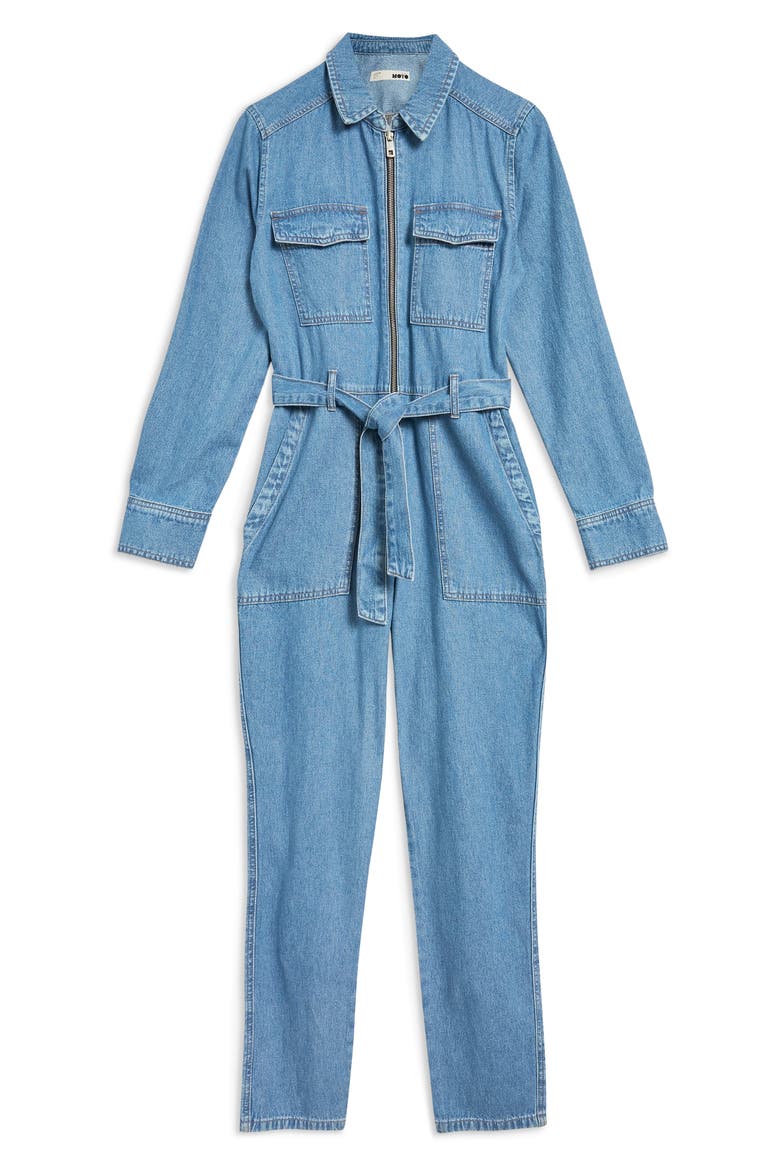 Utility Denim Jumpsuit, Alternate, color, MID DENIM