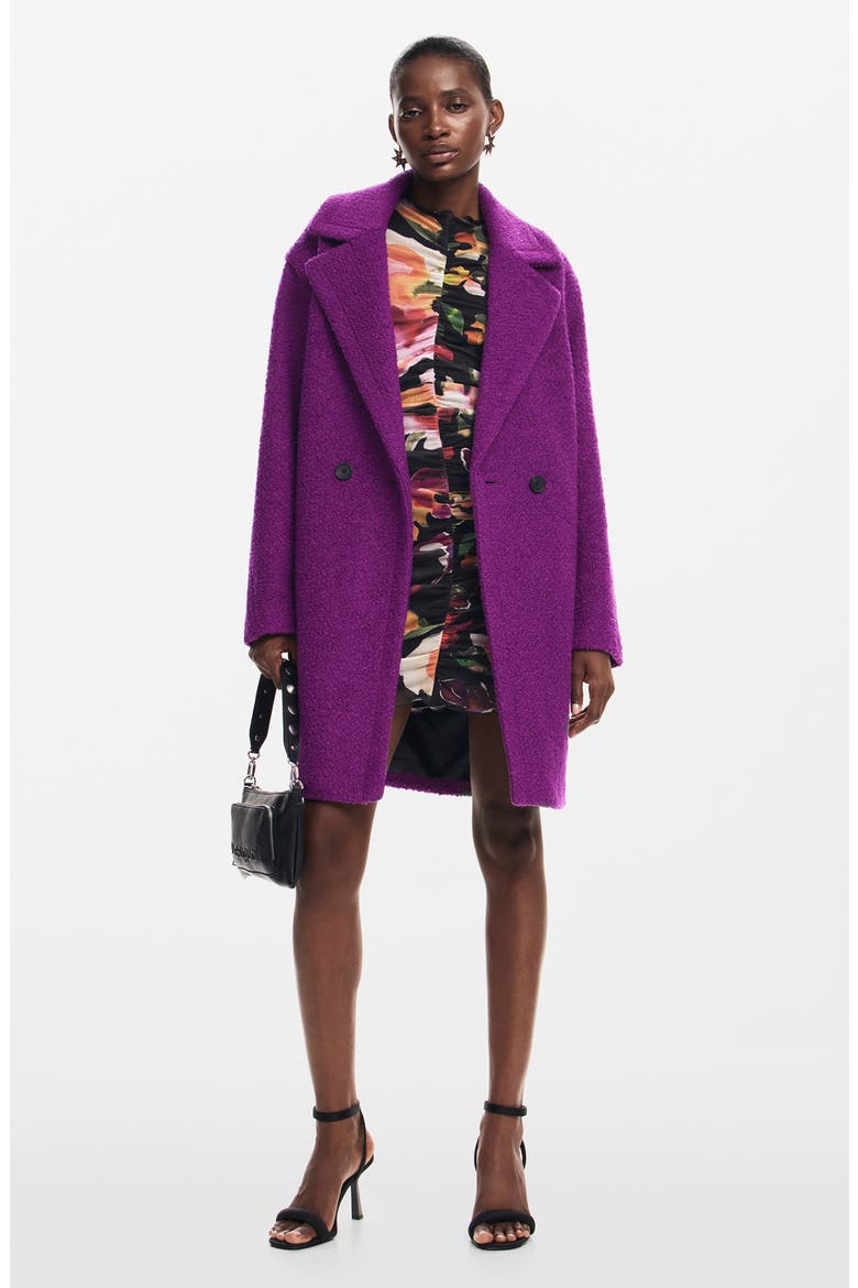 Amberes Double Breasted Bouclé Coat, Alternate, color, PURPLE