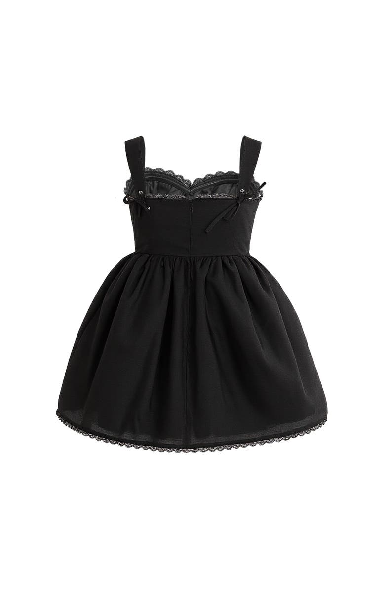 Tulleen Lace Trim Flared Dress, Alternate, color, Black