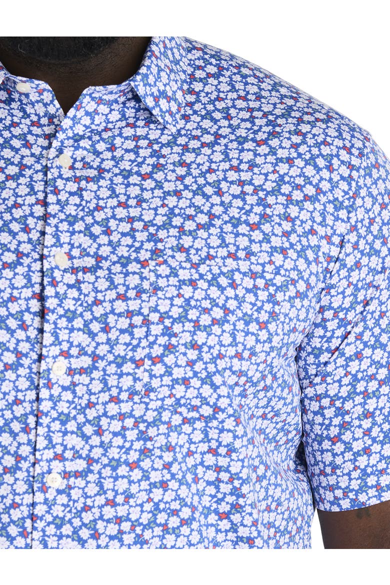 Big & Tall Kincaid Floral Print Performance Sport Shirt, Alternate, color, BLUE