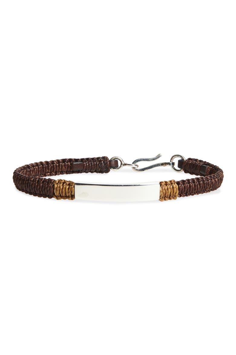 Men's Macramé ID Bracelet, Main, color, BROWN COMBO