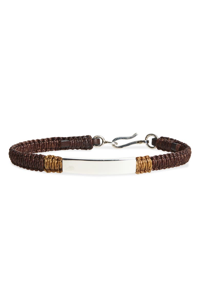 Caputo & Co. Men's Macramé ID Bracelet, Main, color, Brown Combo