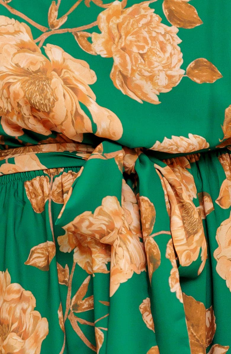 FLYING TOMATO Long Sleeve Print Midi Dress, Alternate, color, Green