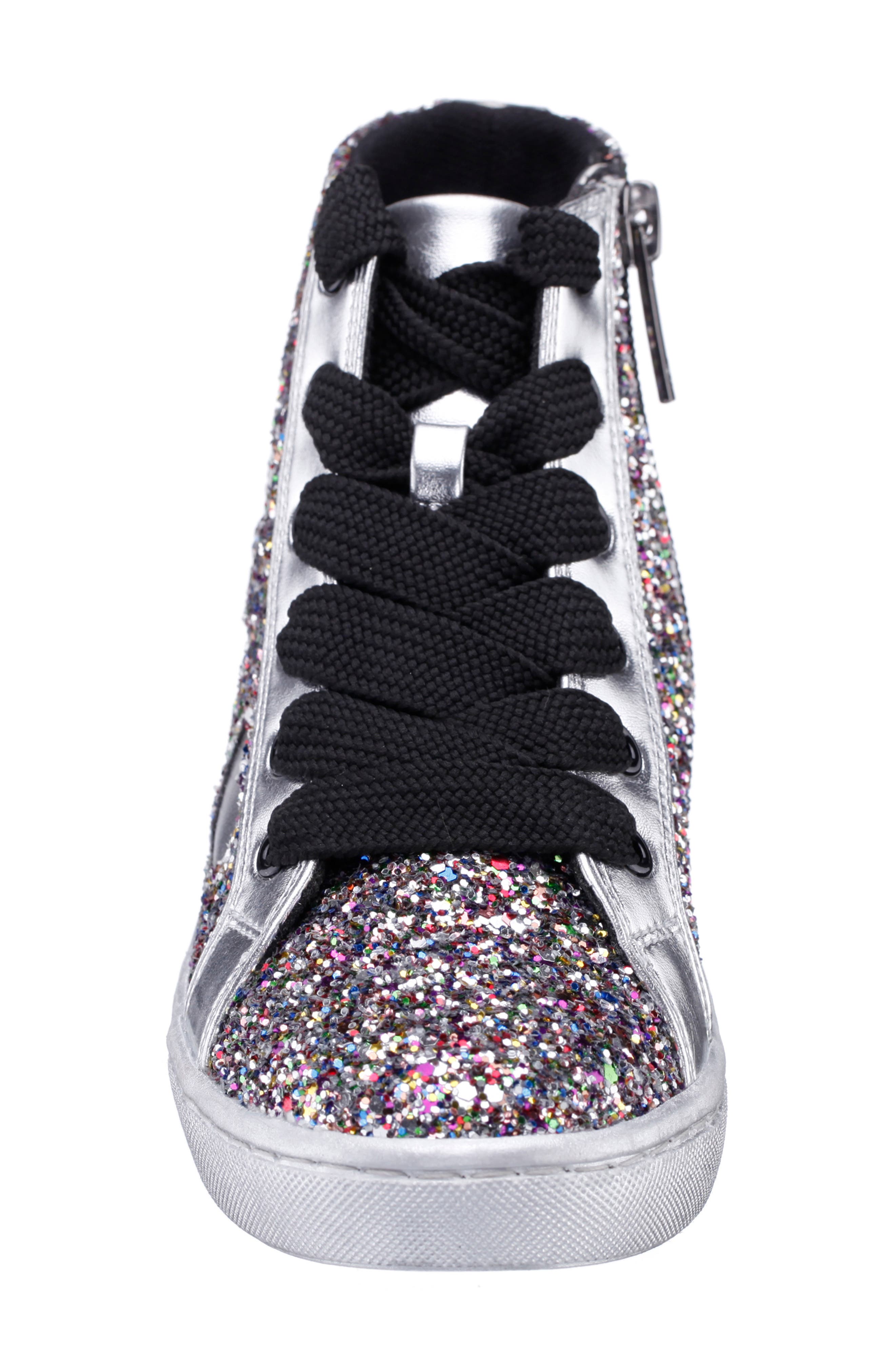 Nina Kids' Philis High Top Sneaker, Alternate, color, Silver Glitter Multi