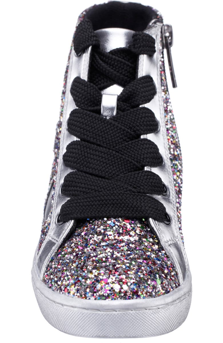 Nina Kids' Philis High Top Sneaker, Alternate, color, Silver Glitter Multi