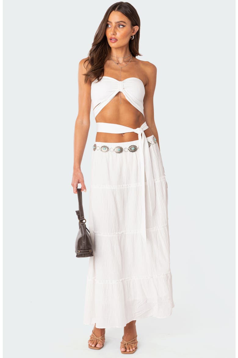 Wyatt Strapless Wrap Bandeau Top, Alternate, color, WHITE