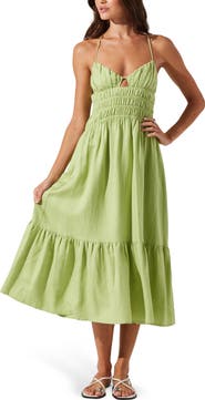 ASTR the Label Eleni Tiered Linen & Cotton Midi Dress