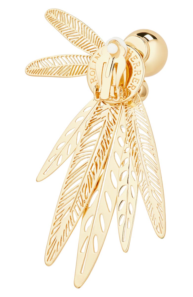 Carolina Herrera Olive Leaf Clip-On Earrings, Alternate, color, Gold