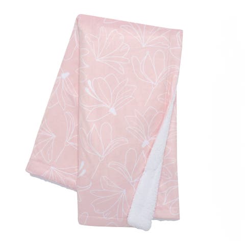 Petals Floral Fleece Faux Shearling Soft Baby Blanket