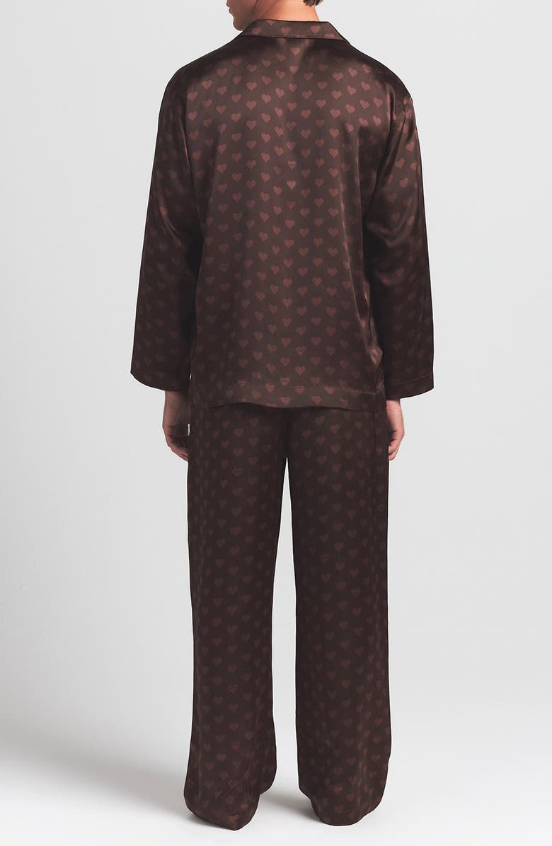 SKIMS Sleep Sateen Pajamas, Alternate, color, Cocoa Heart Halfdrop Print